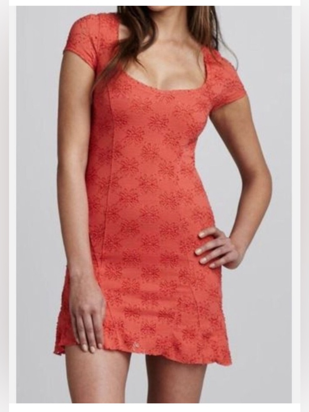 Free People Daisy Godet Coral Dress